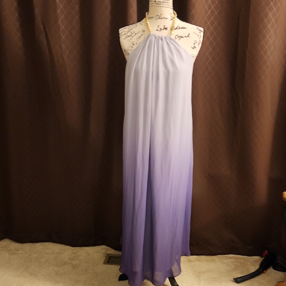 Elegant Purple Ombre Halter Dress